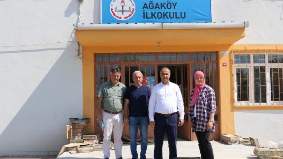 İlçe Milli Eğitim Müdürü Erkan BİLEN Onarımı Devam Eden Ağaköy İlkokulunda İncelemelerde Bulundu