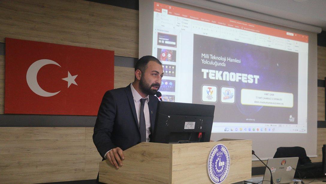 T3 Vakfı Çanakkale İl Sorumlusu Ahmet Çınar tarafından Teknofest Bilgilendirme Semineri verildi.