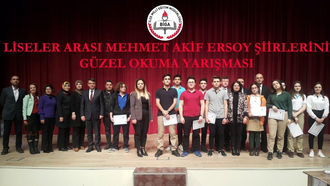 Biga İlçe Milli Eğitim Müdürlüğü Liseler Arası Mehmet Akif ERSOY Şiirlerini Güzel Okuma Yarışması Düzenledi