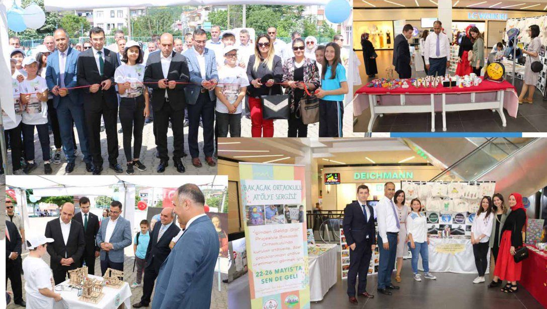 Biga Çiçekli Dede Özel İdare Ortaokulu TÜBİTAK 4006 Bilim Fuarı ve Bakacak Ortaokulu atölye sergisi açıldı.